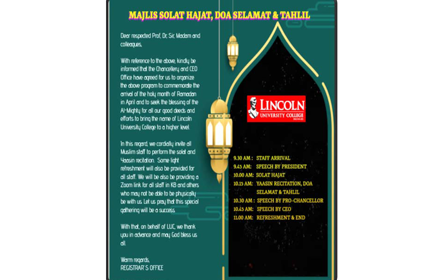 Majlis Solat Hajat, Doa Salamat & Tahlil